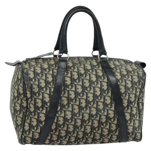 DIOR Trotter Canvas Boston Bag Navy Silver - Picture 1 of 12